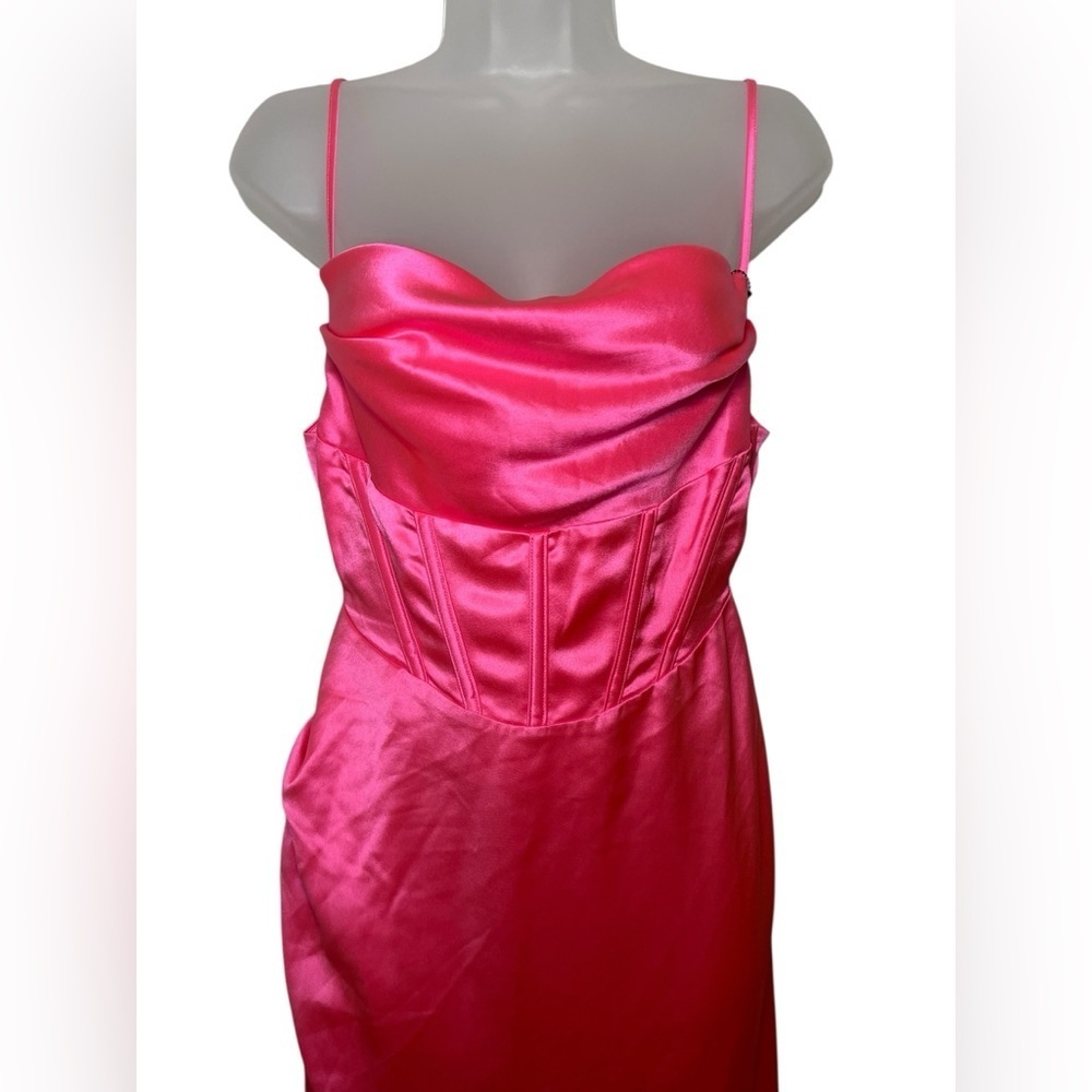 Retrofête Rosa Hot Pink Corset Gown NWT Size Small – Cowl Neck Slip Dress - Picture 5 of 8